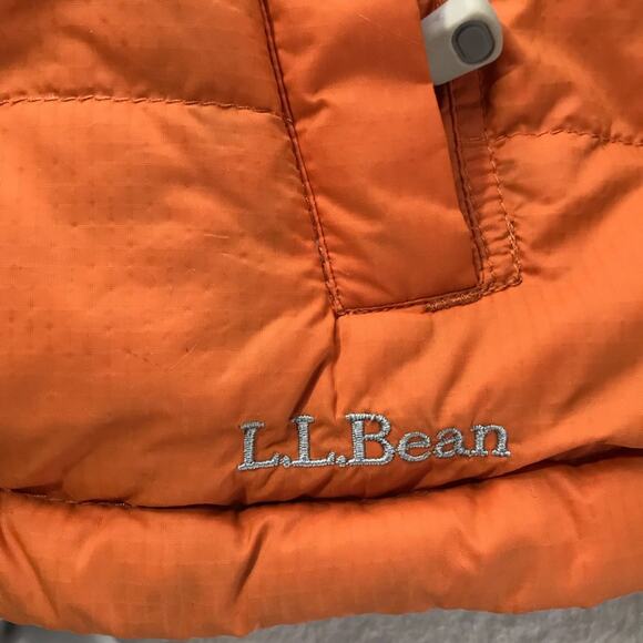 LL Bean mens XL orange grey reversible goose down puffer quilted vest 0BDC7 - Picture 4 of 13